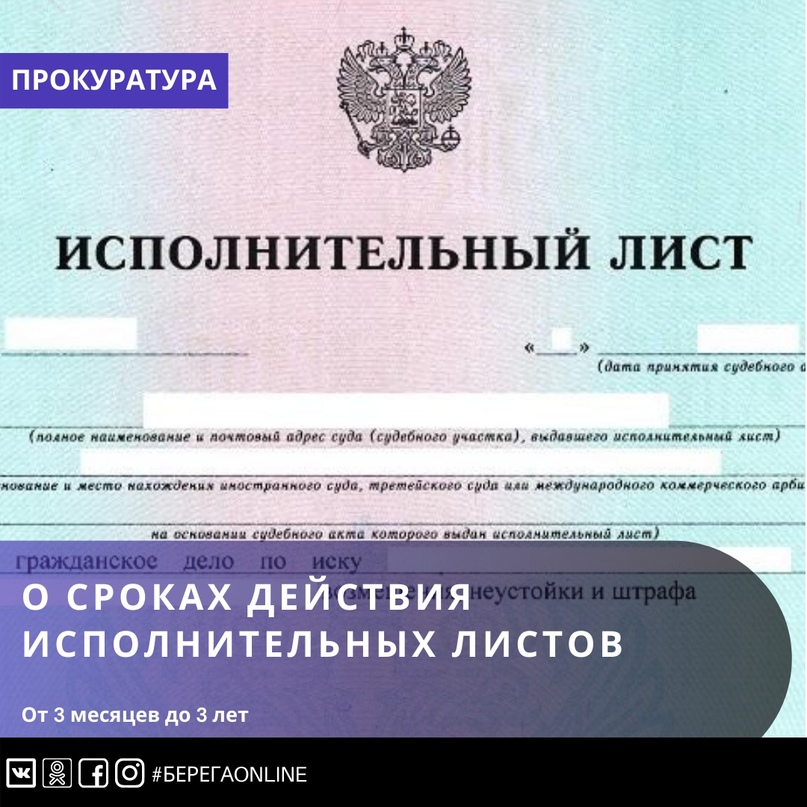 О сроках действия исполнительных листов О сроках действия исполнительных листов
